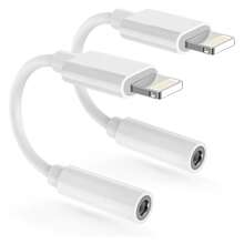 3.5mm耳机插孔适配器音频线，兼容 14 Pro Max/14 Pro/14 Plus/14/13/12/11/X/Pro Max系列 - 白色 - 查看 1