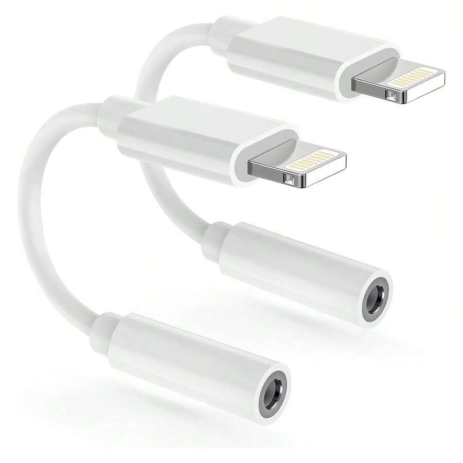 3.5mm耳机插孔适配器音频线，兼容 14 Pro Max/14 Pro/14 Plus/14/13/12/11/X/Pro Max系列 - 白色 - 查看 1