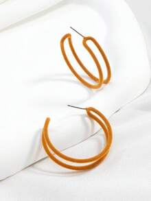 1对经典圆形时尚简约百搭耳环，适合日常佩戴 - 彩色 - 查看 8