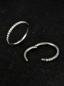 1 件精美不锈钢鼻环，镶嵌闪亮锆石，18K 镀金，铰链式耳骨螺丝耳环唇环，身体穿刺饰品，内径可选：6mm/8mm/10mm/12mm，规格：16G/1.2mm/18G/1.0mm - 氣質耳環 - 查看 6