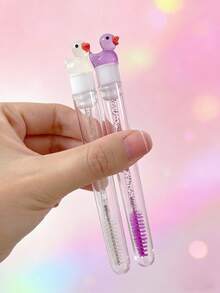 1/5/10支装可爱透明鸭子睫毛刷，睫毛延长螺旋刷，便携式管状睫毛刷，水晶柄刷 - 彩色 - 查看 2