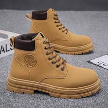 New Spring Autumn Men's High Top Work Boots, British Style Ankle Boots, Korean Fashion All-Match Thick Boots, Plus Size Women's Shoes - Màu vàng - Xem 2