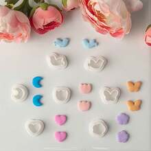 7pcs/Set Mini Cartoon Cute Soft Clay Earring Mold, Flower, Butterfly, Heart Shaped Pendant Cutter DIY Craft Tool Set - White - View 6