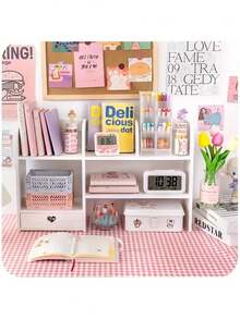 1pc Multi-Layer Desktop Storage Rack - PVC Foam Board Organizer, Suitable For Cables, Pens Etc., Home Organization, Applicable For Desk, Office, Vanity, Bedroom, Home, Dorm And School - Multicolor - View 3