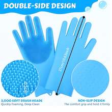 1 Pair Pet Grooming Gloves - Cat Dog Bathing Gloves - Silicone Material, - Pet Bathing And Massage - Multicolor - View 8