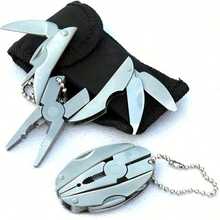 1pc Mini Multi-Functional Wrench 304 Stainless Steel Practical Tool Outdoor Compact Metal Tool With Keychain For Essential Non-Electric Use - 銀色 - 查看 8