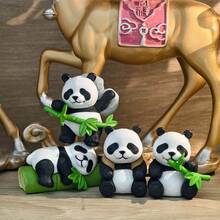 Múltiples estilos y combinaciones de figuras decorativas de panda, decoración de panda adorable, panda comiendo bambú, decoración de panda para coche, decoración interior creativa para coche, accesorios decorativos, decoración para tarta de cumpleaños, decoración de jardín - panda - Ver 16