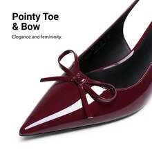 Women's Slingback Kitten Heel Pumps, Pointed Toe With Bow, 2.17" Low Heel – Comfortable Dress Shoes For All-Day Wear - 酒紅色 - 查看 9