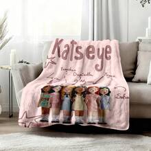 1PC KATSEYE Movie Poster Flannel Throw Blanket 50"X60" (Multiple Sizes) - Pink Filter Group Portrait & Directed By HYBE, Tapestry Wall Hanging, Room Decor, Perfect For Sofa, Bed, Office, Movie Poster Gift - multicolour 13 - 查看 4