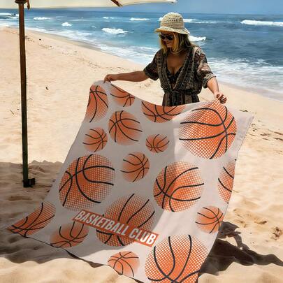 1件新款户外防水防沙数码印花野餐垫/沙滩巾，时尚清新图案，适合露营和野餐（100克面料）