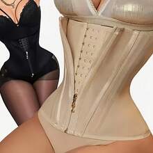 ' Double Layer Compression Shorts Waist Trainer Suitable For - Heavy Duty Tummy Control Girdle, Zippered Firming Underwear, Postpartum Belly & Body Shaper YP8T - 黑色 - 查看 2