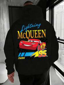 Lightning McQueen Men's Hoodie From Cars, Casual Loose-Fitting Pullover, Comfortable And Soft Men's Sweatshirt, Disney's Gifts, Travel Clothes, Playful Design, Comfortable Fabrics, Fan Clothes, Movie Lovers, Home Clothes, Durable Materials, Printed Jerseys, Men's. - màu đen - Xem 2