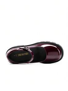 Women's Mary Janes Shoes Platform Chunky Low Heels Comfortable Cute Pumps Round Toe Ankle Strap Woman Shoes - 酒紅色 - 查看 7