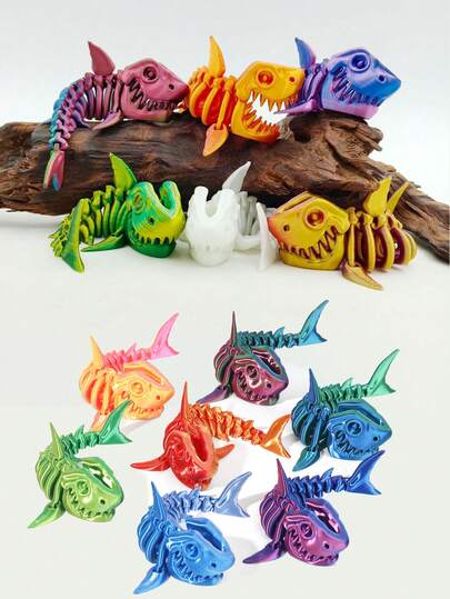 Shark Skeleton Figurine - With Gift Bag - Fully Movable Joints, Vibrant Colors, Suitable As Holiday Gift, Party Decor, Home Decor, Office Decor, Easter Basket Filler, Easter Egg Filler