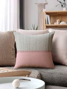 4件套现代简约线条风格抱枕套，波西米亚风线条图案抱枕套，拉链可拆卸水洗，家居装饰，沙发靠垫套，适用于卧室、客厅、沙发、汽车、椅子腰枕、户外露台露营垫，不含枕芯 - 柔霧粉 - 查看 8