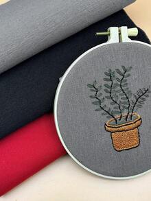 20pcs Linen Cross Stitch Fabric, Red/Gray/Black Optional, 25*25cm, Suitable For DIY Embroidery Patterns, Placemats, Coasters - Imitation Linen 25*25cm - View 1