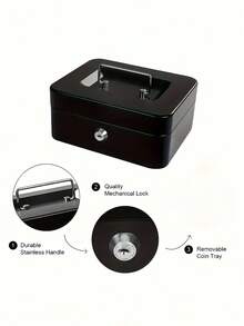 Alcancía con cerradura y 2 llaves, puede almacenar monedas, efectivo, objetos de valor, tarjetas, documentos, caja de metal portátil con ranura para monedas, adecuada para uso diario en la oficina, regalo para amigos y decoración del hogar - Multicolor - Ver 10