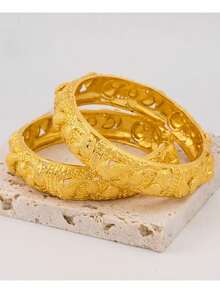 2 pezzi Braccialetti a bangle stile mediorientale, gioielli di moda per donna, accessori da sposa di lusso - Dorato 2 pezzi - Visualizzare 6