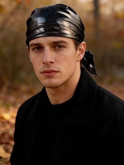 男士时尚亮面头带，防风、防紫外线、3D设计、可折叠、百搭、优雅、柔软舒适、透气、多功能、修饰脸型，适合海滩、户外、旅行、徒步、骑行、约会、休闲场合佩戴。