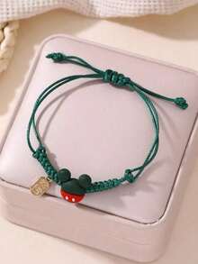 1pc Handmade Beaded Cartoon Bracelet, Adjustable With Rhinestone Decor, Candy Color Bracelet Suitable For Women And Couples, Party Jewelry, Small Party Favors, Birthday And Holiday Party Accessories, Adjustable Rhinestone Decorated Bracelet, Suitable As A Gift For Girls And Friends - A - View 6