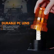 35-LED 360 grados Mini faro ámbar luz de advertencia Strobe compatible con CAT E3500 48V, E4000 36V / 48V, E5000 36V / 48V eléctrico Rider elevadora elevadora izquierda luz Strobe, 10-110 VDC, Burst Flash, camión elevador o luz de señal indistrial Ámbar magnético llevó luces Strobe para carretillas elevadoras de golf UTV coches camiones tractor, 12V 24V  de advertencia techo superior parpadeo emergencia faro - A - Ver 3