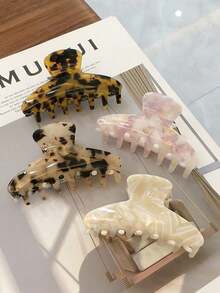 1个女士醋酸纤维简约百搭半圆形经典多功能发夹，时尚优雅极简高端发饰 - 彩色 - 查看 4