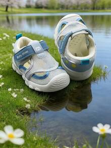 1 Par de Sapatos Esportivos Casuais Respiráveis de Malha com Desenho Cartoon Antiderrapante para Crianças Pequenas, Adequado para Primavera/Verão - Azul Empoeirado - Visão 18