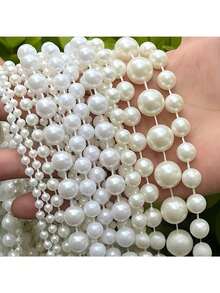 Cadena de perlas blancas de 99 cm, corona de perlas falsas, adecuada para centro de mesa de boda, decoración de fiesta, árbol de Navidad y arreglos florales, decoración colgante de boda - Múltiples estilos - Ver 7