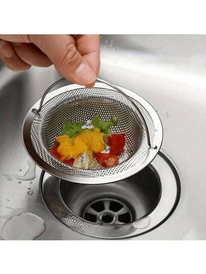 1/2/3pcs Stainless Steel Sink Strainer, Kitchen Sink Drain Filter, Food Waste Collector Fits Most Sink Drains, Kitchen Sink Basket Strainer, Kitchen Decor, Kitchen Gadgets, Bathroom Accessories, Bathroom Drain Cover