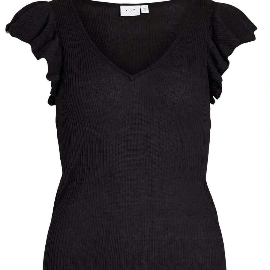 Vila Clothes Camiseta Vila Denice negro manga corta para mujer - Negro - Ver 1