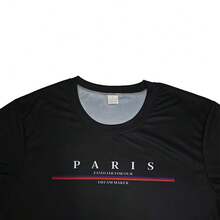DONUTFOX Hanorac pentru bărbați, cu mânecă lungă, stil Paris, la modă, cu imprimeu de litere, pulover, tricou sport cu mânecă lungă, casual, potrivit pentru sport de primăvară/vară, ținute casual și ținute zilnice - Negru - Vizualizare 4