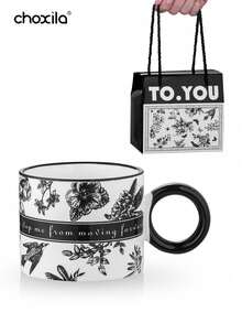 choxila 1pc 310ml Coffee Mug With Gift Bag, Fashionable Design, Holiday Gift, Suitable For Home, Office, Restaurant, Tall Mug Body With Elegant Pattern - Coffee Mug - View 4
