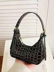 1pc Fashion Stone Texture Shoulder Bag, Handbag - Type 1 - View 5