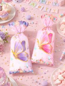 25/50个粉紫色蝴蝶礼品袋和糖果袋，粉紫色蝴蝶图案糖果袋，适用于性别揭晓派对、婚礼、生日派对礼品包装，一周岁生日派对餐桌装饰糖果袋，粉紫色蝴蝶主题生日派对餐桌中心装饰品，粉紫色蝴蝶包装用品，蝴蝶装饰，婴儿派对礼物，粉紫色蝴蝶装饰，性别揭晓派对装饰，婚礼装饰 - 粉紅紫蝴蝶 - 查看 5