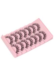 7 Pairs Luxury False Eyelashes - Thick & Long Lashes, 3D Lashes, Soft & Lightweight Faux Mink Lash Strips, Reusable, Create Captivating Eye Makeup Look - Black - View 5