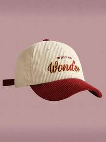 1 pieza Gorra de béisbol de moda ajustable con bordado de letra de pana, protección solar, sombreado, regalo para jóvenes - pana maravilla - Ver 12