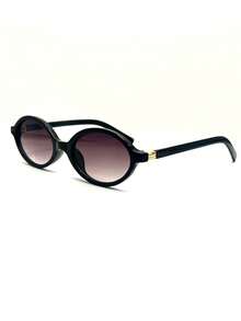 Women's Retro Semi-Round Sunglasses With UV400 Protection, Fashionable 2026, Durable, Stylish Oval. - 黑框漸變黑 - 查看 3