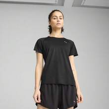Puma Women's Running Other Series Short Sleeve T-Shirt, Knitted Collarless Short T-Shirt 52657801 - Black - View 1