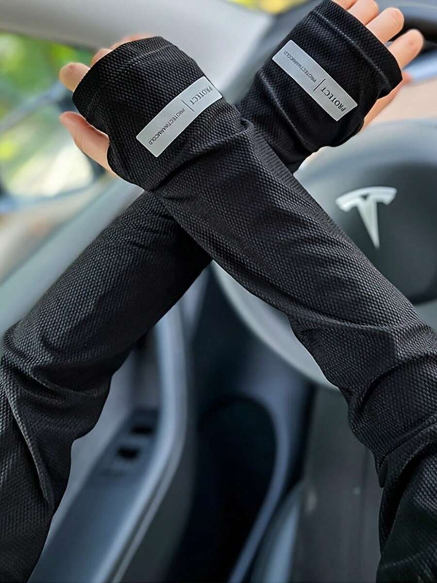 Summer Ice Silk UV Protection Arm Sleeves, UPF 50+ Anti-UV, Breathable Mesh Fabric, Thumb Hole Design, Lightweight & Quick Dry, Suitable For Men & Women Cycling, Hiking, Outdoor Sports