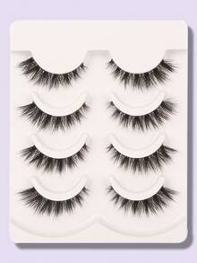 4 Pairs Transparent Messy Stem False Eyelashes - Black - View 1