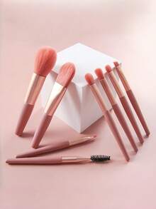 Today's Special Offer, Best Seller, 8pcs Makeup Brush Set, Eyeshadow Powder Portable Makeup Brush Kit, Makeup Tools Set, Suitable For Wedding/Music Festival/Travel, Macaron Color Dopamine Design - Pink - View 6