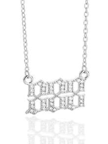 1 件时尚欧美风格方晶锆石天使数字 111-999 吊坠项链，独特设计宣言女士项链 - 銀色 - 查看 11