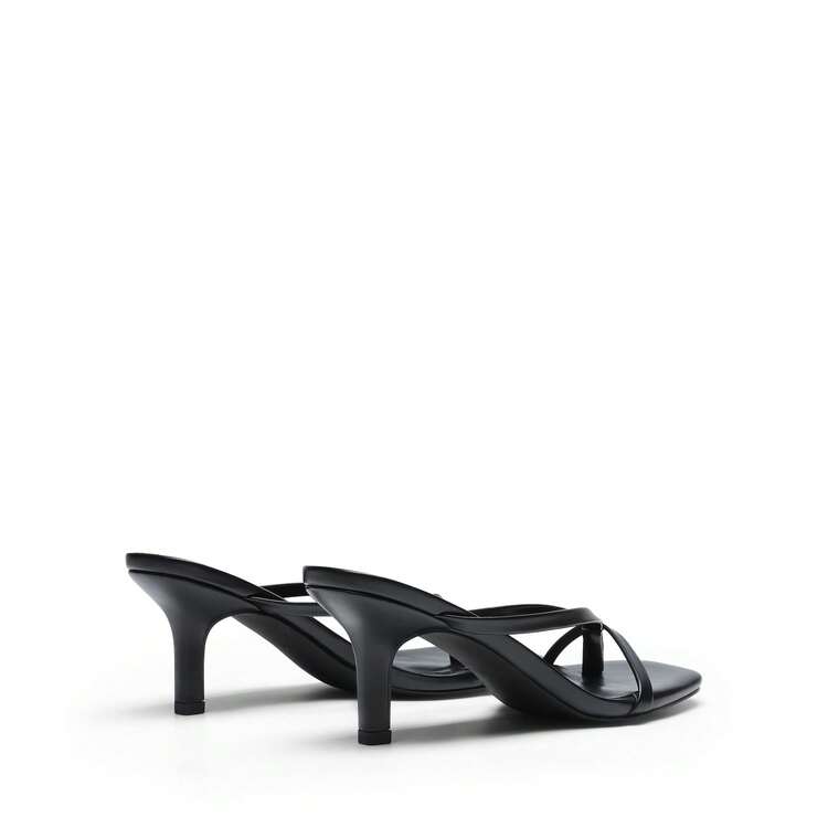 Women Summer New Arrival Kitten Low Heel Thong Slippers Fashion Square Open Toe Comfort Sandals For Party Casual Slides - 黑色 - 查看 5
