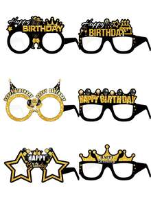 12pcs Black & Gold Birthday Party Glasses, Suitable As Birthday Photo Props, Unique Birthday Party Perfect Gift - Party Glasses - View 1