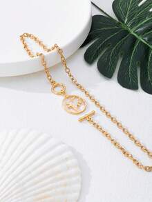 1 pieza Collar con colgante de árbol de metal de moda - Amarillo Oro - Ver 1