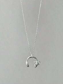 1pc Fashion Personalized Headphone Necklace, Suitable Women In Any Occasion - 銀 - 查看 3