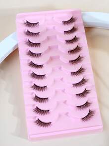 MAANGE 10Pairs Of Half Eye Natural Cross Full False Eyelashes,Fluff Slim For Everyday Use Manga Eyelashes, Travel Essentials,Elongated Eye Tail,Eyelashes,Lashes,Fake Lashes - Black - View 2