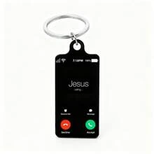 1pc Double-Sided UV Printed Virgin Mary & Jesus Call Keychain, Metal Material Unisex Key Ring, Fashion Accessory & Gift - Multicolor - View 5