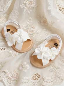 0-18个月婴儿白色凉鞋，男女宝宝夏季凉鞋，高品质中性幼儿户外沙滩鞋 - 白色 - 查看 5