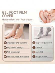 1双硅胶保湿袜 - 高弹芦荟舒缓防滑凝胶鞋跟袜，夜间居家足部护理，软化保湿，无需穿鞋，质地柔软，女士保湿防裂鞋底袜，适用于干燥脚后跟 - 足部护理 - 彩色 - 查看 6